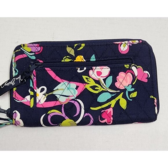 Vera Bradley Wristlet Wallet In Midnight With Multicolor Butterfly Floral Patter - Picture 3 of 12